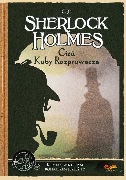 Okładka gry paragrafowej/komiksu Sherlock Holmes: Cień Kuby Rozpruwacza