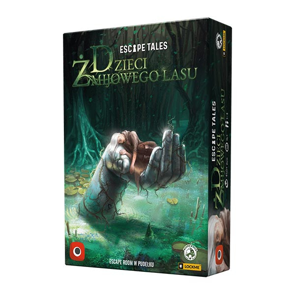 Okładka i pudełko gry planszowej Escape Tales: Dzieci Żmijowego Lasu
