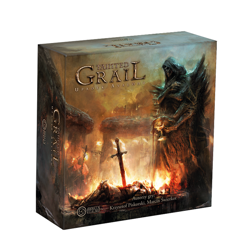 Pudełko gry planszowej Tainted Grail Upadek Avalonu.